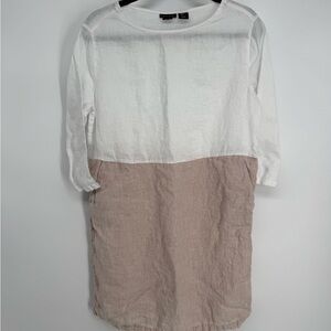 Tahari Colorblock Linen Tunic Dress 100% Linen